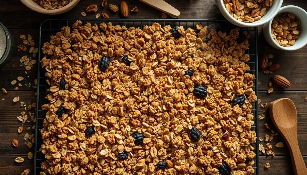 Does homemade granola harden as it cools?